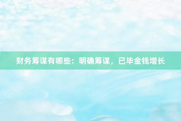 财务筹谋有哪些：明确筹谋，已毕金钱增长